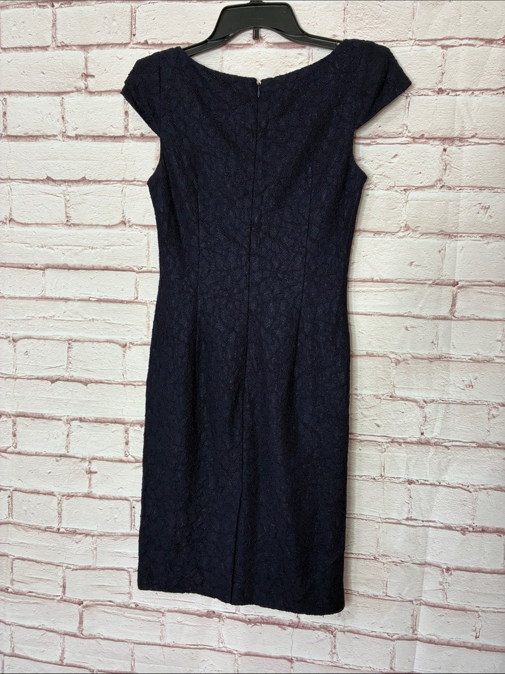 Reiss Marjorie Structured Navy Cap Sleeve Floral Dress Size 4 - Picture 9 of 10